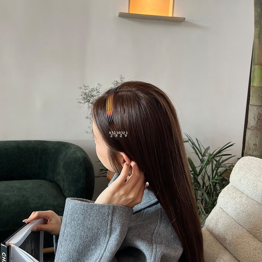 미니멀 라인 데일리 머리띠 긴머리 포인트 귀안아픈 헤어밴드 - 상세 이미지 2