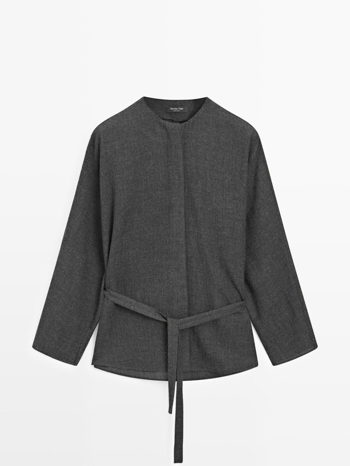 마시모두띠 울텍스처 벨티드 라운드넥 긴팔 셔츠 5170/970 GREY - 상품 이미지