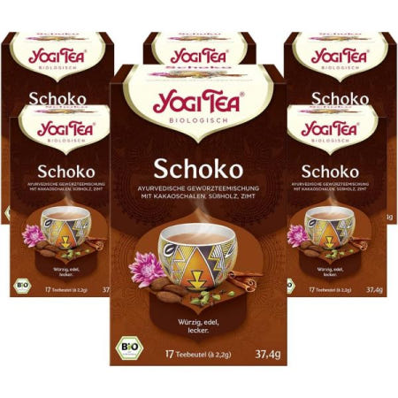 [Besuche den Yogi Tea-Store][해외]YogI Tea 요기 티 - 초콜릿, 아유르베다 향신료 차 초콜릿 맛, 코코아, 감초, 계피 혼합, 6팩, 6x17 봉지(총 102티백), 선물용으로 입니다. [B09ZYF