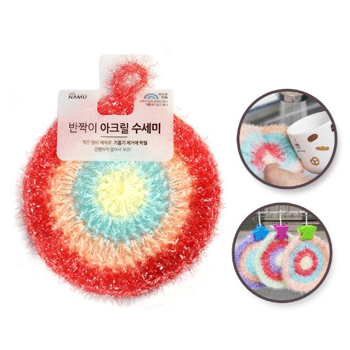 노스크래치수세미 반짝이 아크릴 수세미 색상랜덤 - 상세 이미지 5