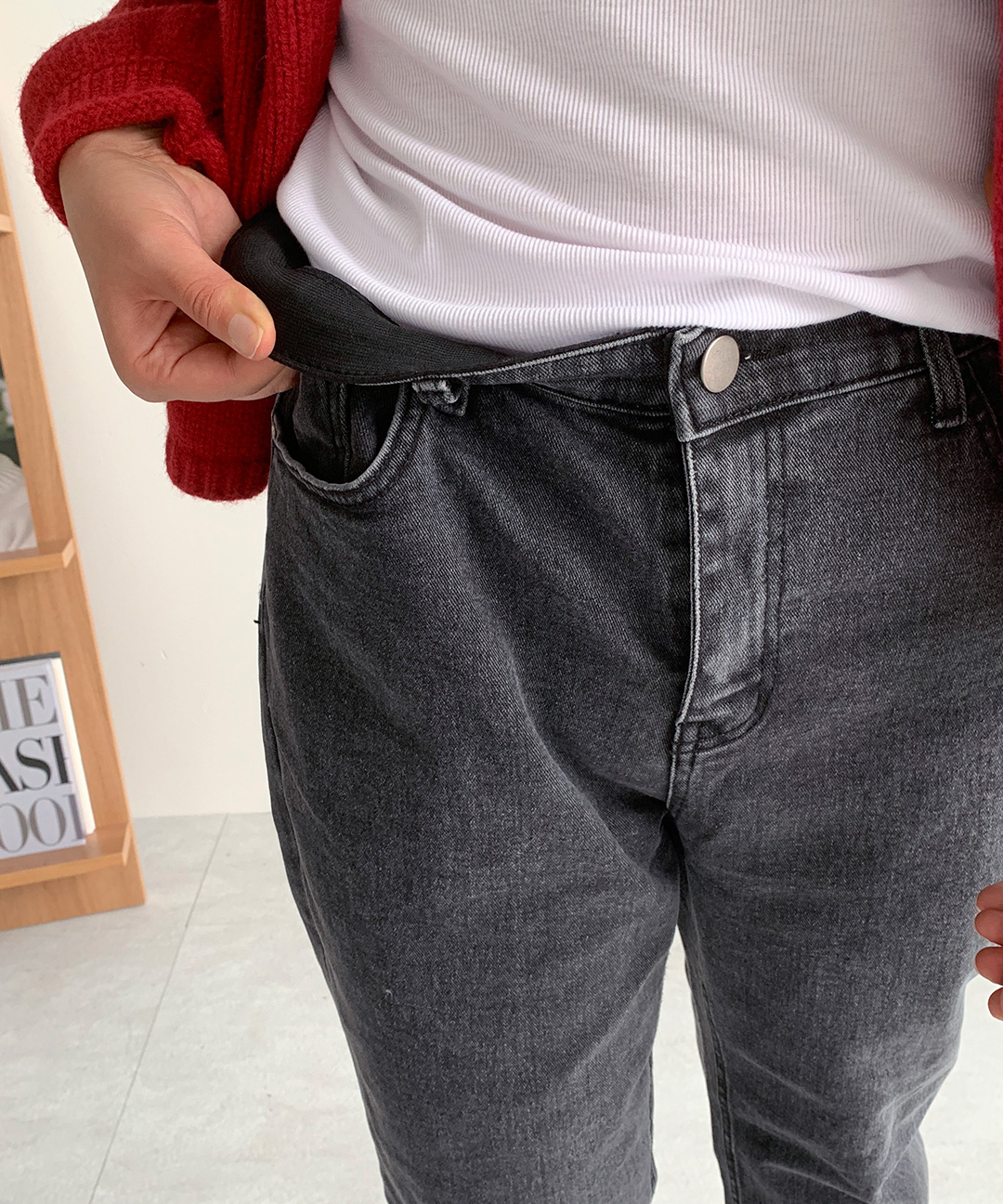 [S-3XL] 밴딩청바지 빅사이즈 흑청바지 이미지 6