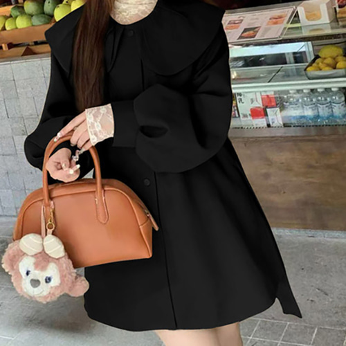 (YY) 여성스러운 트렌치 코트 라운드 카라 핀턱 스트랩 자켓 큐티한 여성 캐주얼 데일리룩 아우터 - 상세 이미지 2