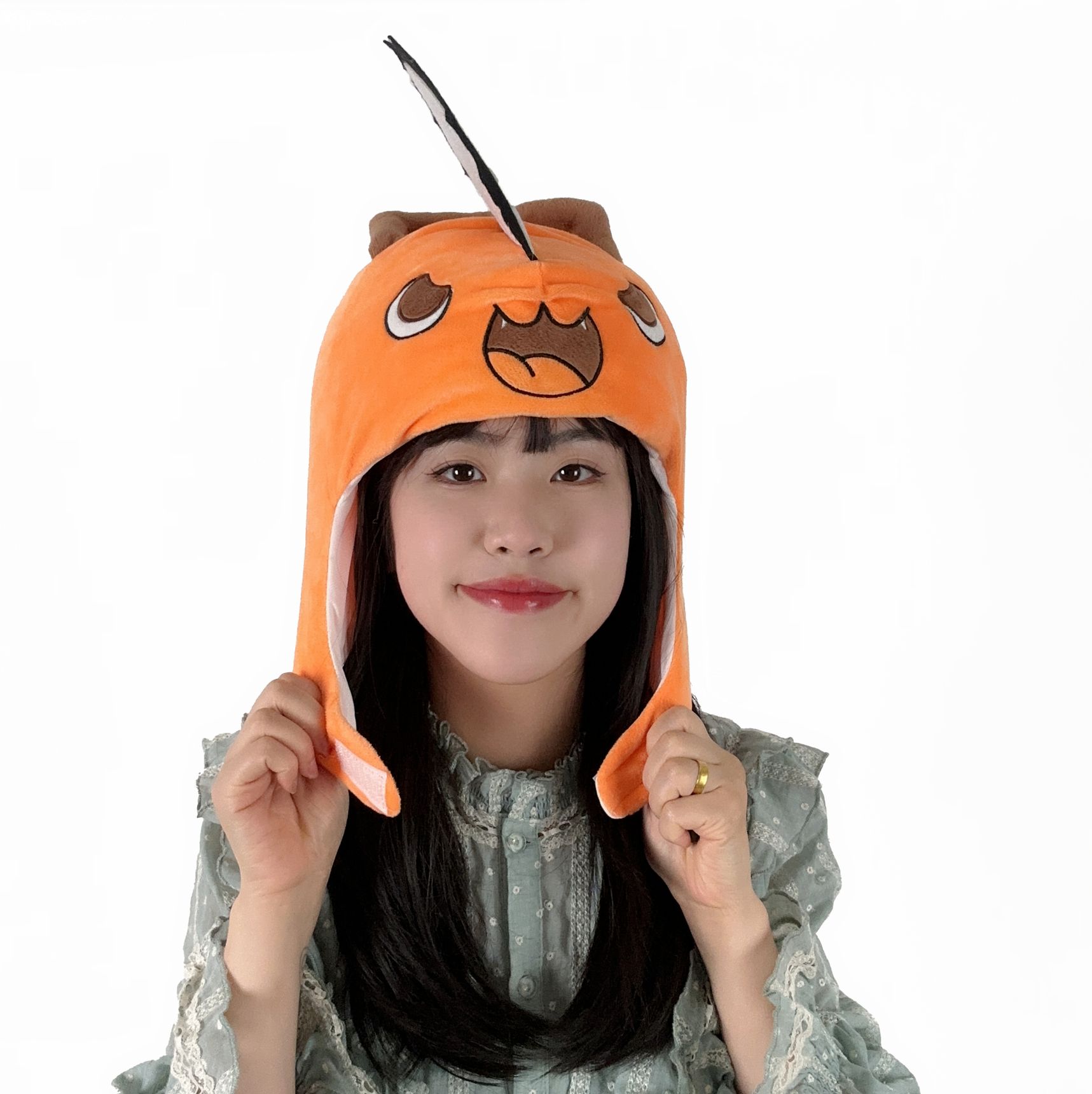 체인소맨 봉제 머리 장식 애니메이션 할로윈 코스프레 코스튬 따뜻한 모자 사진 드레스업 소품 - 상세 이미지 5