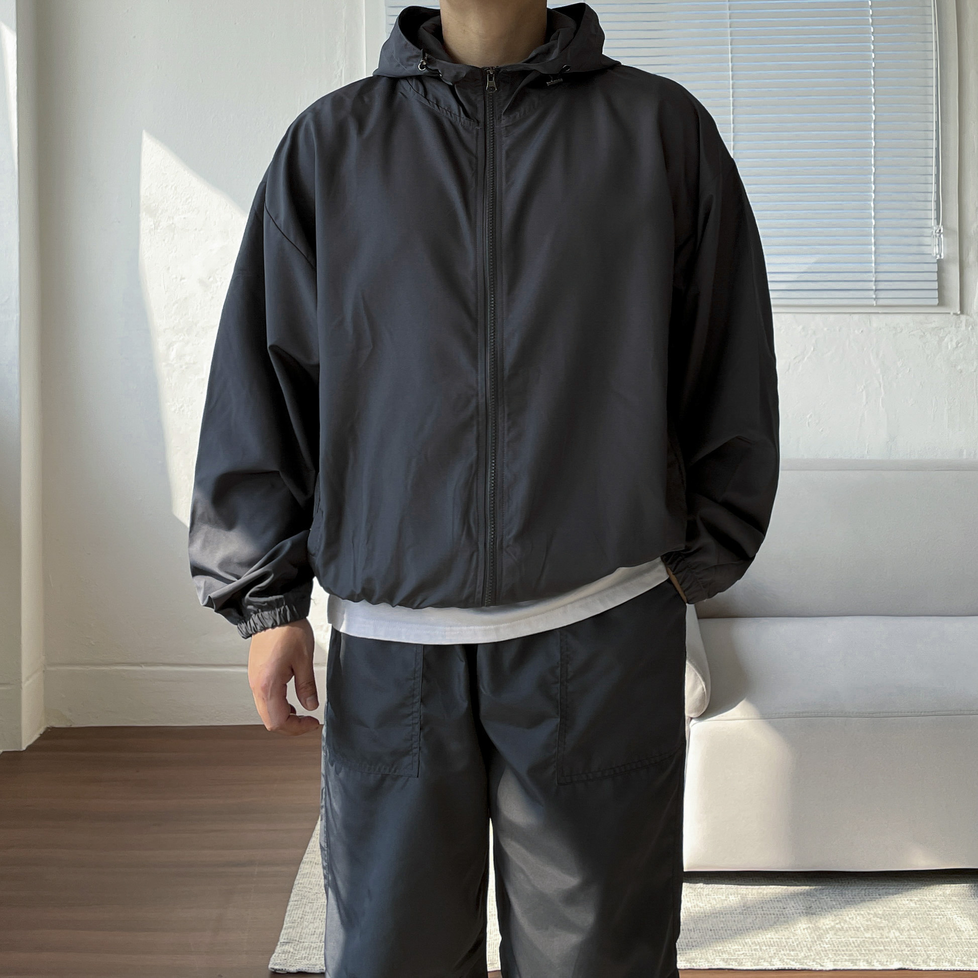 남자 오버핏 러닝 바람막이 후드 집업 자켓 이미지 6