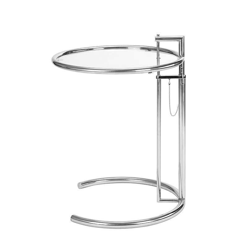E1027 어드저스터블 클래시콘 사이드 테이블 유리 원형 리프트업