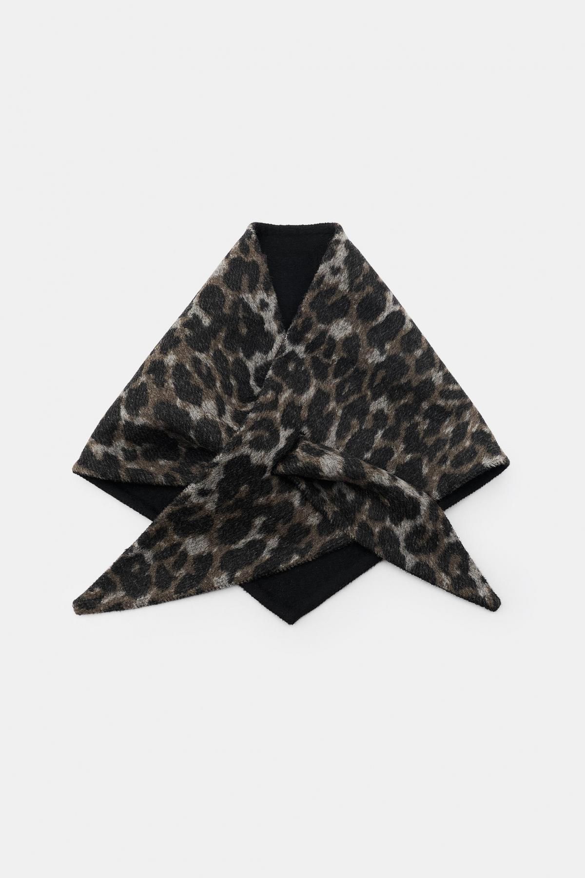 자라 애니멀 프린트 울 삼각 반다나 8491/211 LEOPARD - 메인 이미지