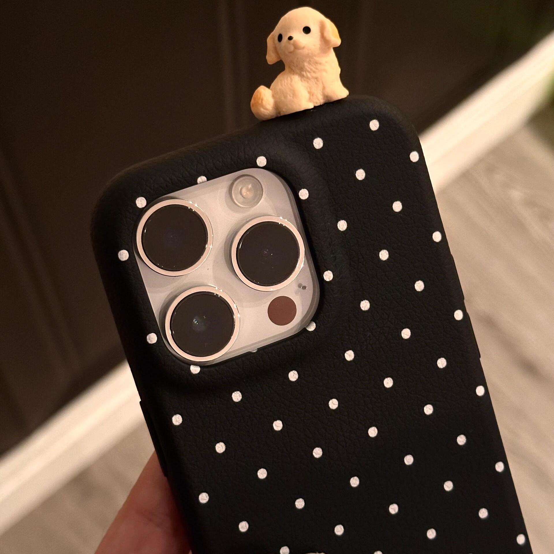 [6색] 오밀조밀 강아지 디테일 땡땡이패턴 아이폰14ProMax 케이스 iPhone15Pro 신상 13 여성용 12 소프트 젤리 11 아이폰16 애플폰케이스 - 상세 이미지 3