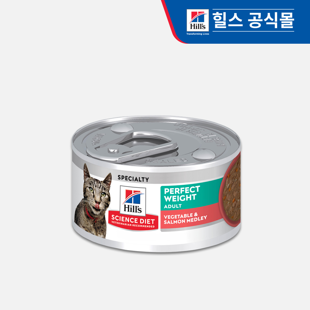 힐스 고양이사료 어덜트 퍼펙트 웨이트 연어 & 야채 메들리 스튜 82g x 12개 - 메인 이미지