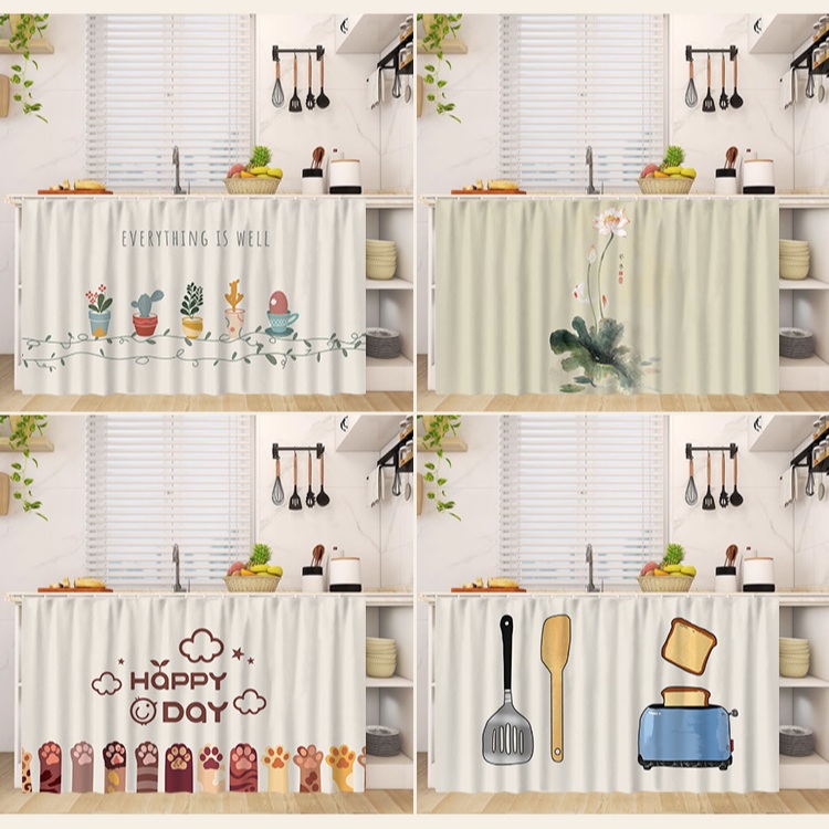 선반가림막 주방 도어 커튼 먼지 이물질 차단 깔끔함 세탁실 바란스 키친 140x80cm레일 - 상세 이미지 4