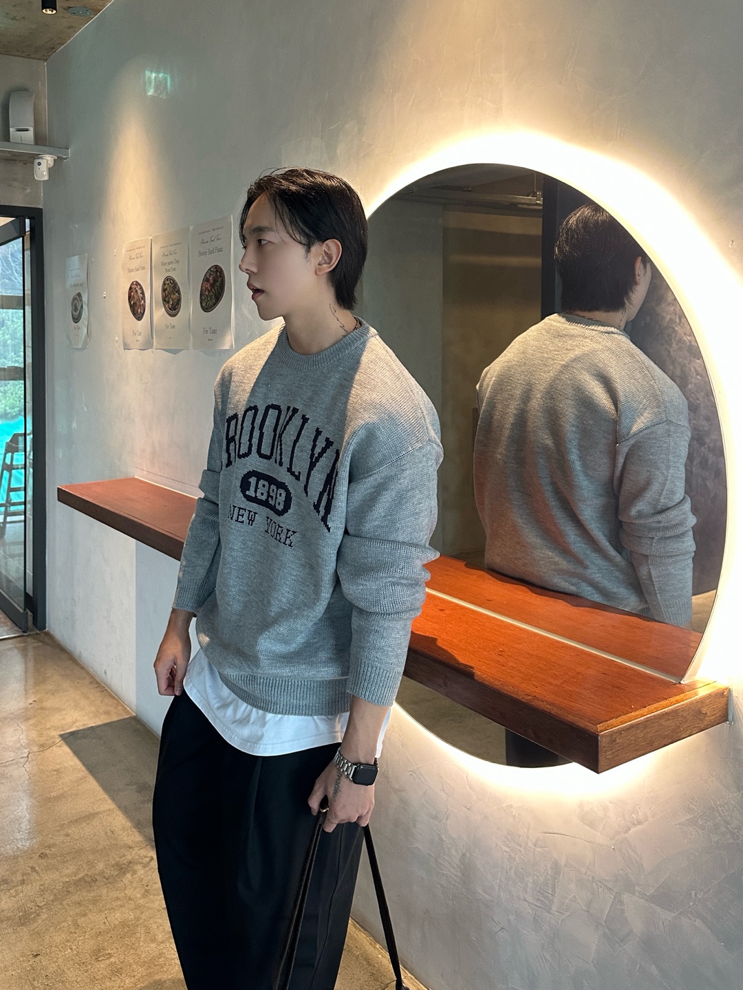 남자가을니트 네이비니트 남자케이블스웨터 - 상세 이미지 4