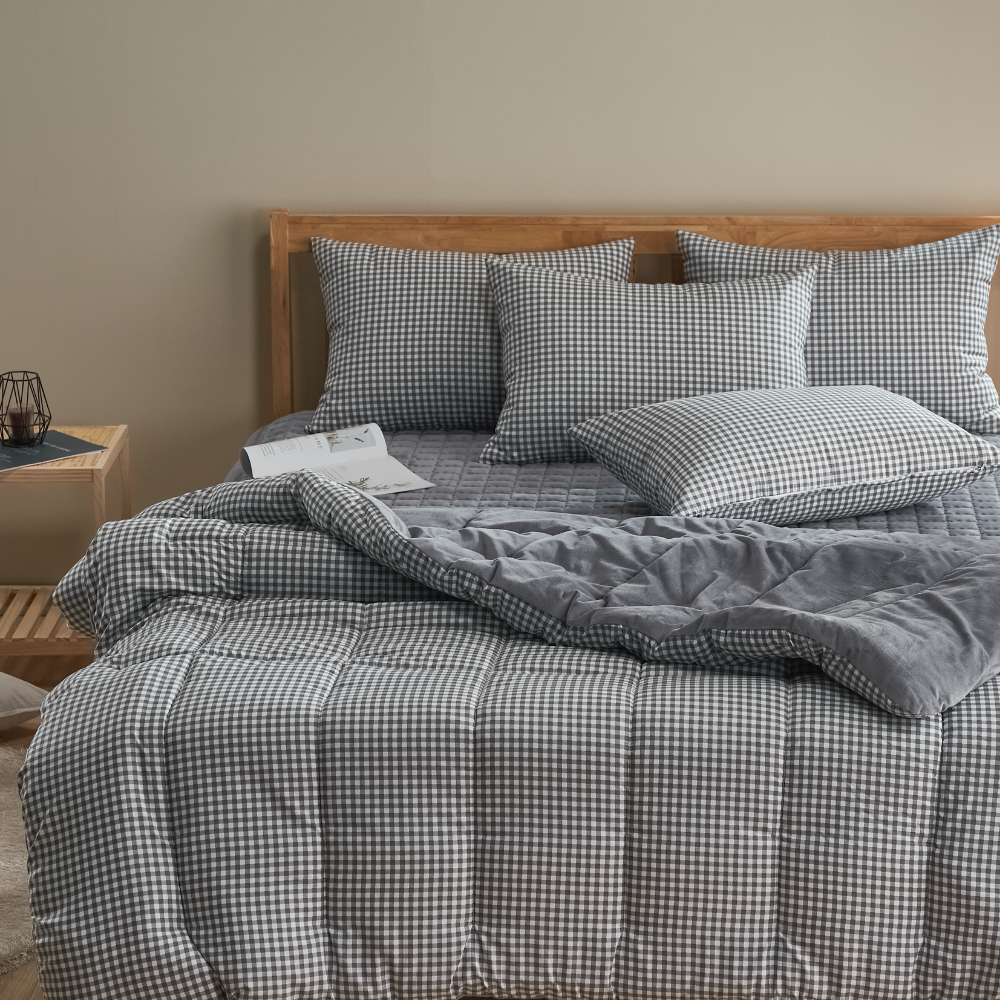 밍크 극세사 알러지케어 호텔 양면 따뜻한 두꺼운 체크 겨울 극세사 차렵 이불 SS