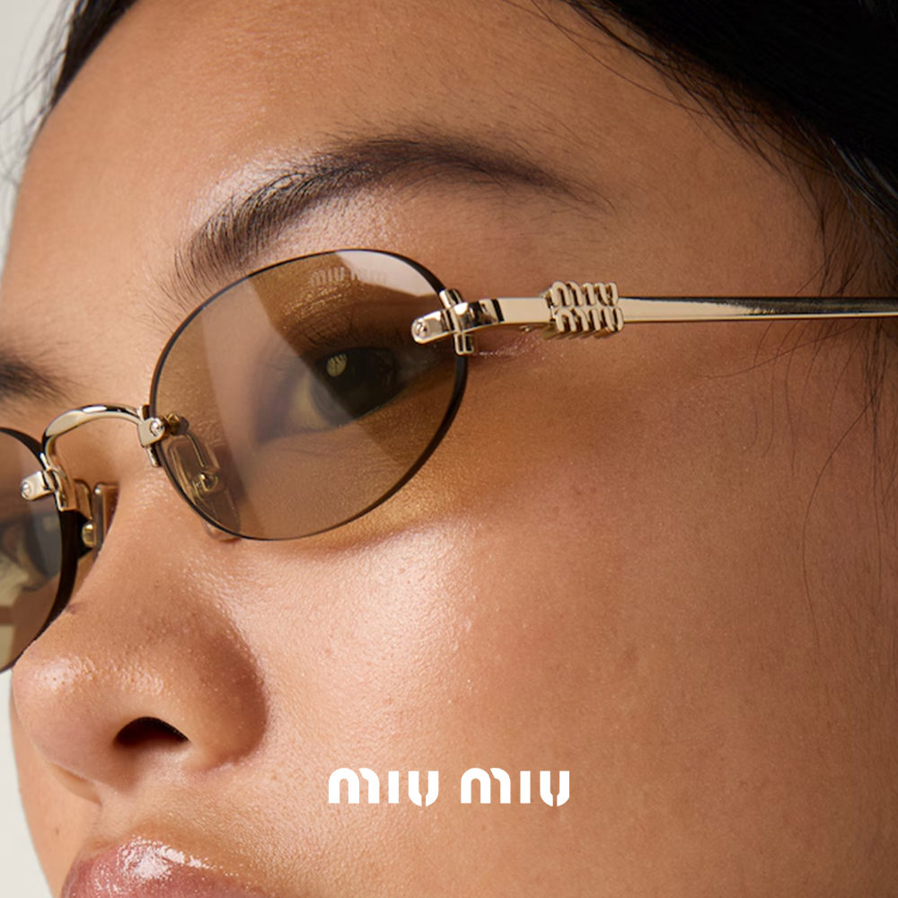 미우미우 로고 선글라스 MIUMIU MUA54S ZVN10R 페일골드 메탈 무테 틴트 - 상세 이미지 2