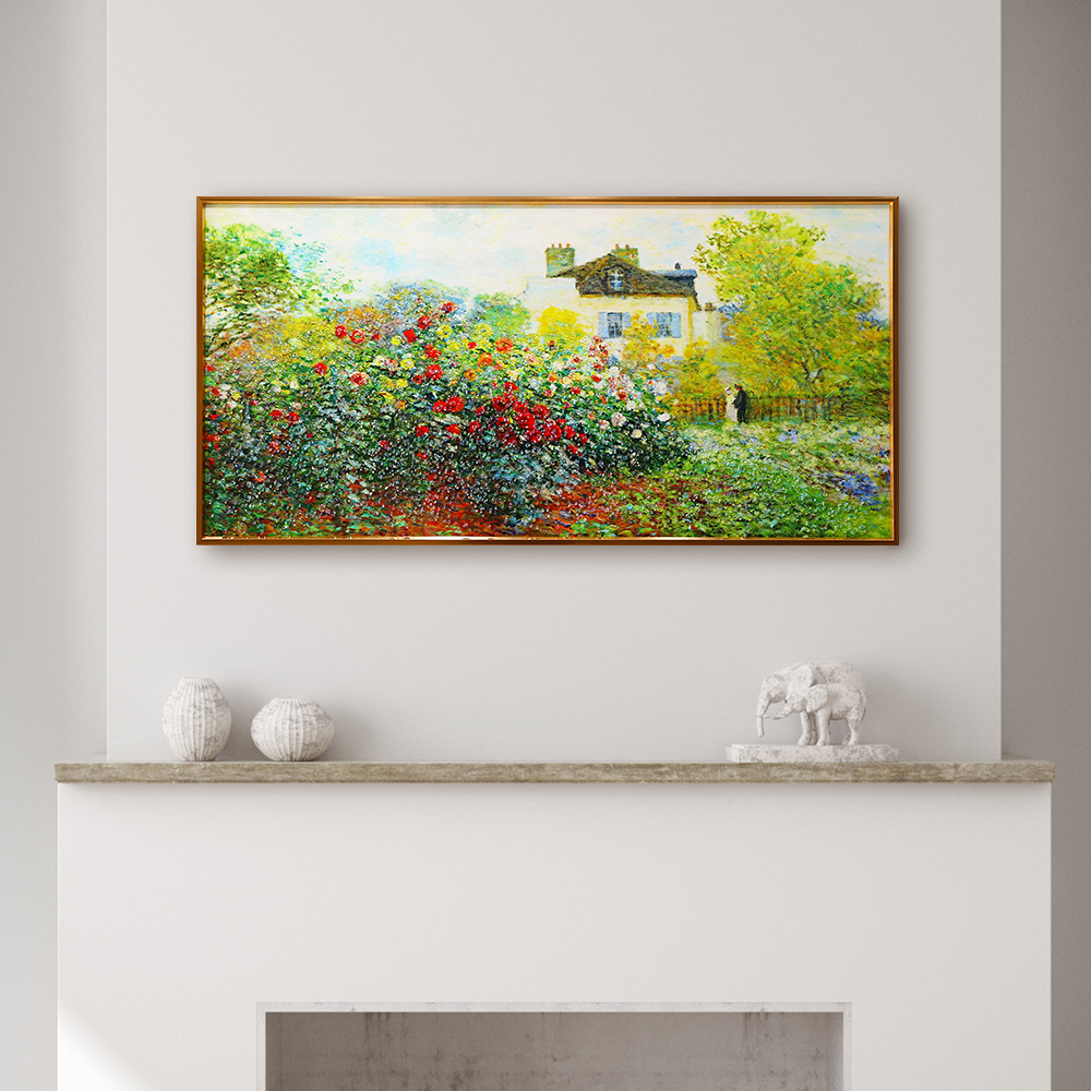 모네 장미정원 명화 그림 인테리어 액자 중 (80X40cm), 골드프레임 - 상세 이미지 5