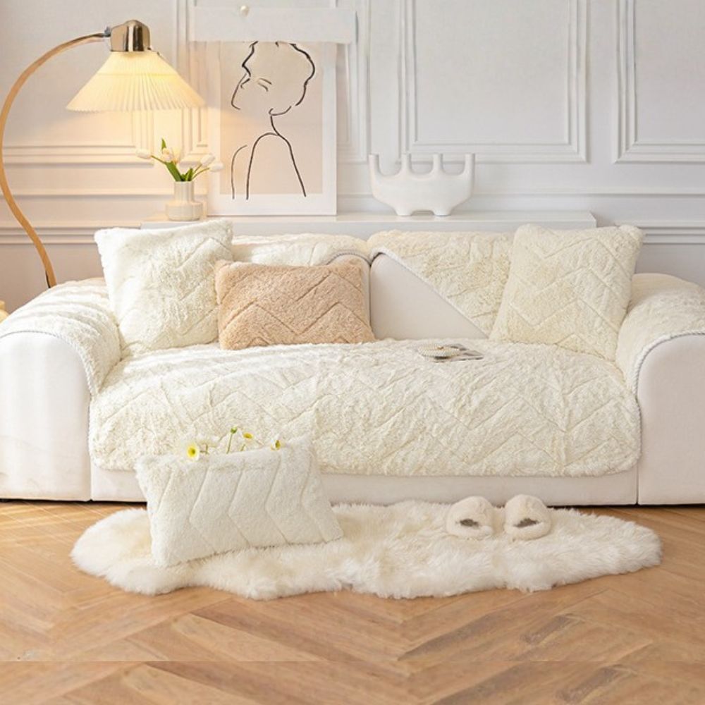 겨울 인조털 밍크 쇼파패드 2 3인용 제작 극세사 돌 소파토퍼 매트 깔개 화이트 70X150
