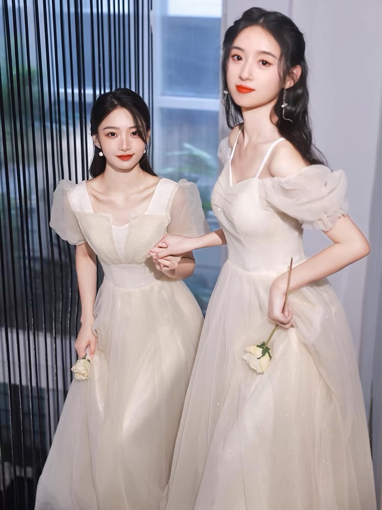 연주용드레스 셀프 웨딩 촬영 드레스 파티 공연 무대복 연주회 원피스 A 미디 S - 상세 이미지 2