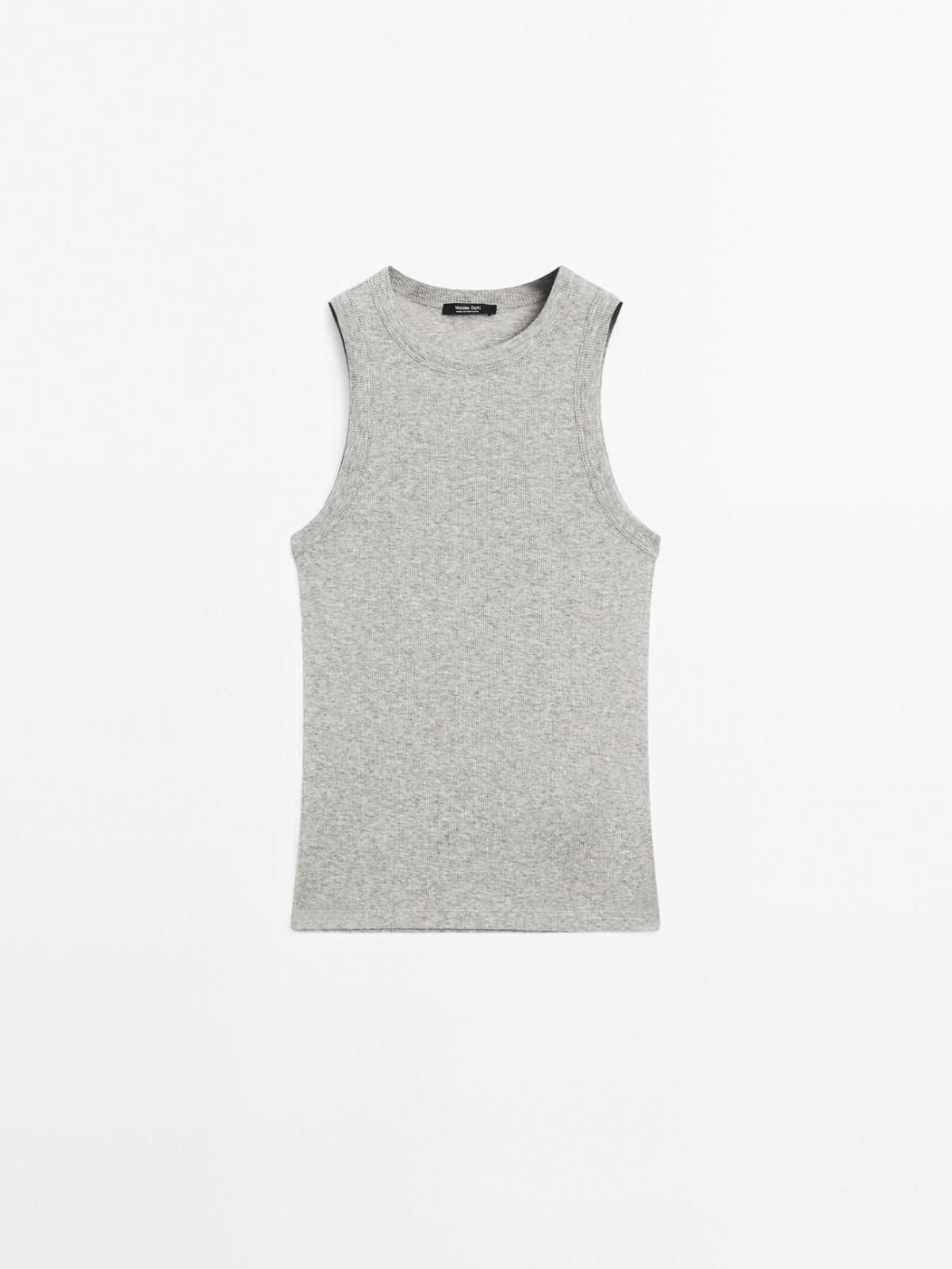 마시모두띠 베이직 100 코튼 홀터넥 민소매 탑 6265/300 DARK GREY - 메인 이미지