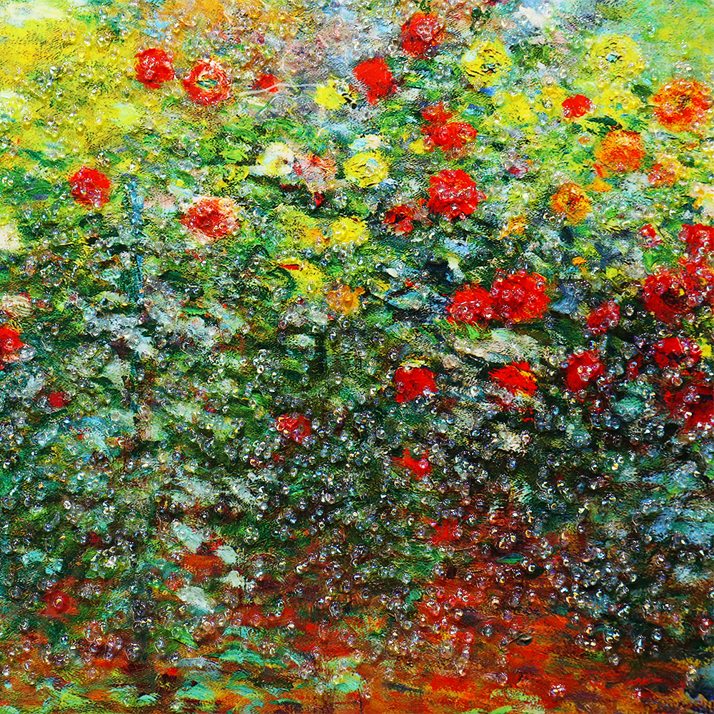 모네 장미정원 명화 그림 인테리어 액자 대 (100X50cm), 골드프레임 이미지 8