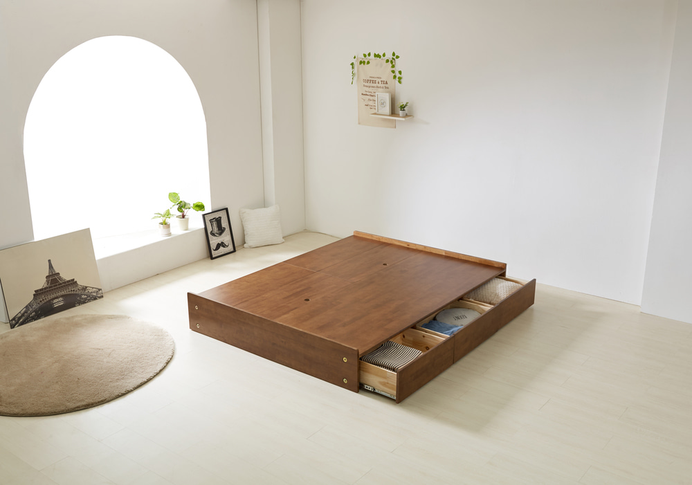 모스 무헤드 통판 원목 침대프레임 리프트 벙커 수납형침대 SS/Q/K