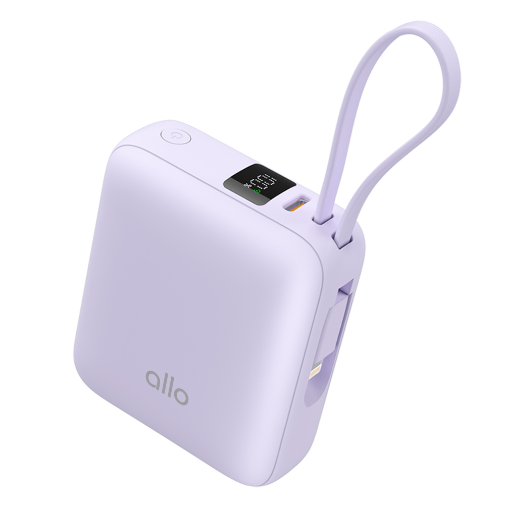 알로코리아 20W 포켓 미니 고속충전 C타입 8핀 보조배터리 10000mAh, 라벤더 제품 이미지