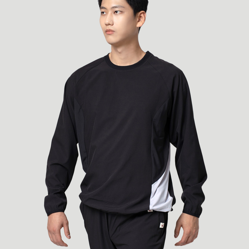 해결사 우븐 피스테 기능성 맨투맨 바람막이 긴팔 티셔츠 트레이닝 웜업 상의 제품 이미지