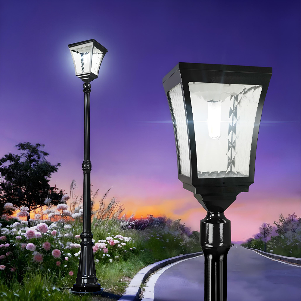 태양광 문주 가로등 LED 태양열 잔디 정원등 야외 조명 조경 테라스 블랙 카페등 1.8m - 메인 이미지