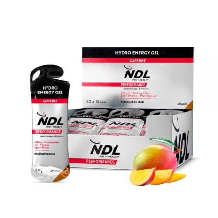 [해외]NDL Pro-Health 프로-헬스 하이드로 에너지 젤-탄수화물과 미네랄 소금이 함유 된 스포츠 젤, 저당, 즉각적인 공급, 개봉하기 쉬움, 카페인, 망고 맛, 12 -