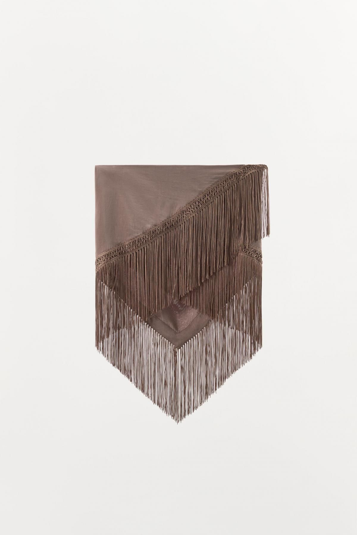 자라 프린지 브라운 비스코스 스카프 9454/095 LIGHT BROWN - 메인 이미지