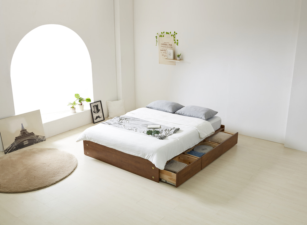 모스 무헤드 통판 원목 침대프레임 리프트 벙커 수납형침대 SS/Q/K