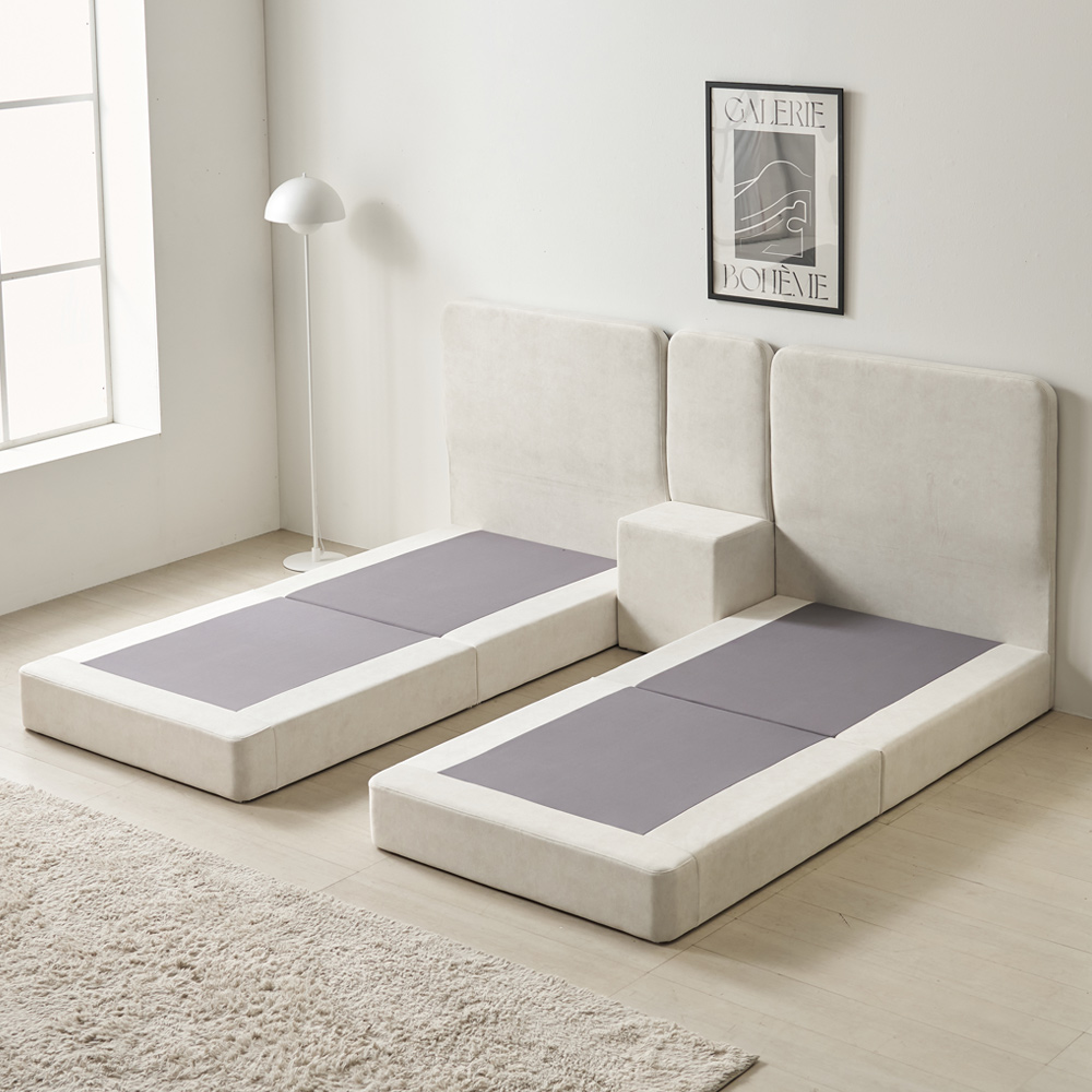 부부 트윈침대 패브릭 더블베드 호텔 침대 프레임 베이론 S+S(싱글+싱글), 살몬핑크