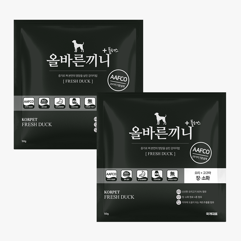 올바른 끼니 플러스 오리 고구마 50g 2개 쫀득한 맛보기 샘플(장건강) - 상품 이미지