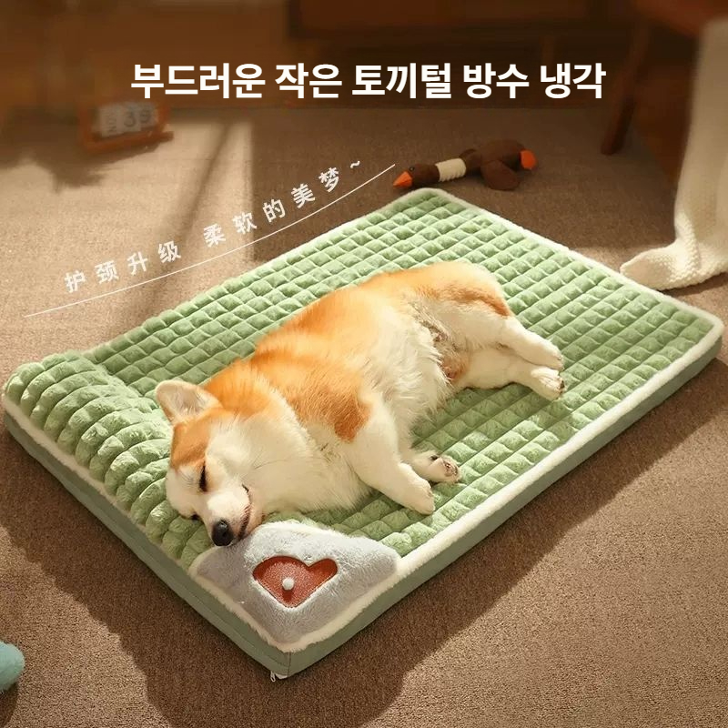 사계절 강아지 고양이 방석 분리세탁 애견 침대 올리브그린 소형 M 2.5kg 이하 - 상세 이미지 2