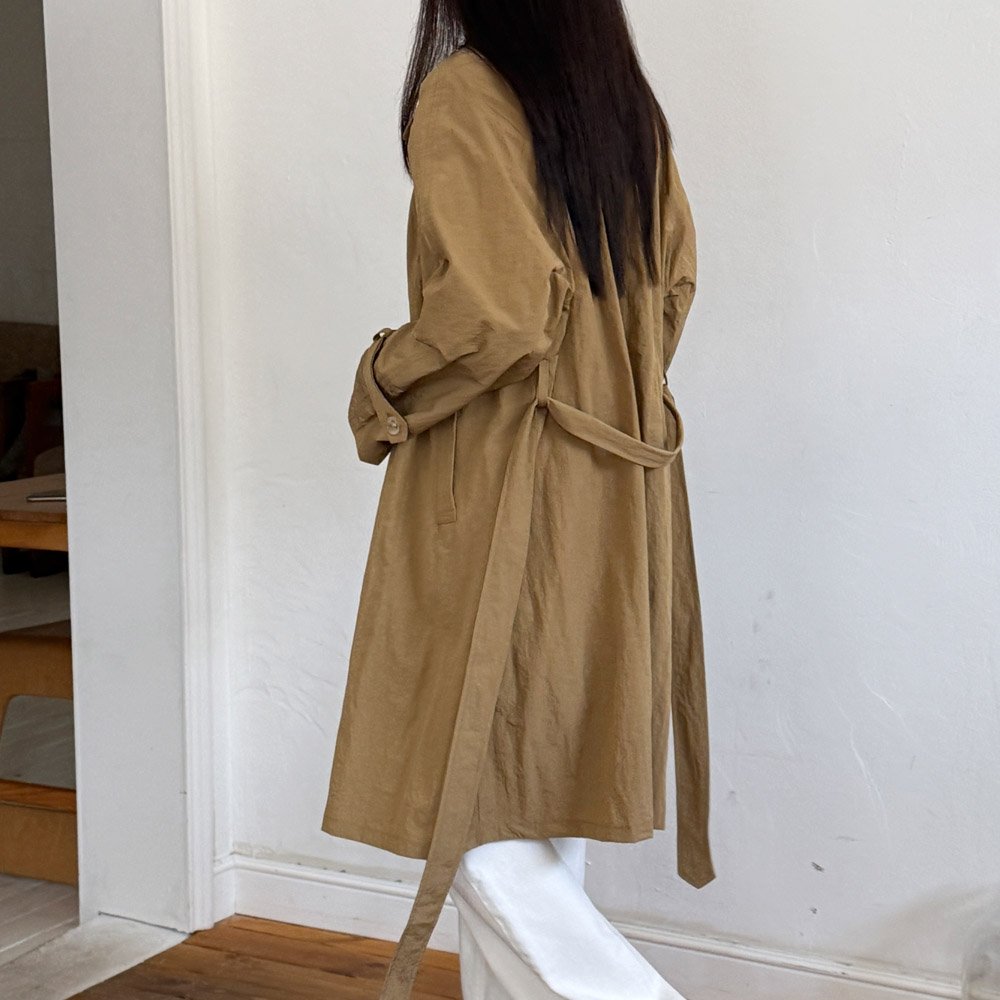 바람막이 롱 자켓 오버핏 바스락 야상 트렌치 여성 가을 자켓 간절기 겨울 베이지 블랙 - 상세 이미지 4