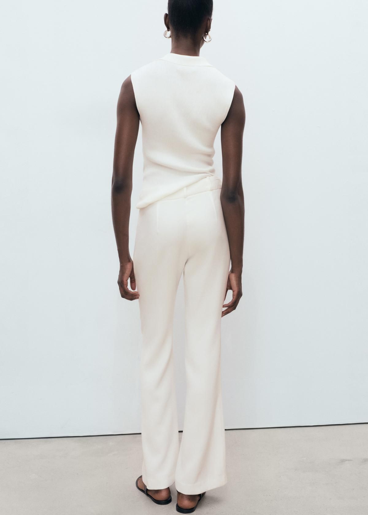 망고 미니멀 스트레이트핏 롱 슬랙스 팬츠 아이보리 17074090 BLANCO - 상세 이미지 3