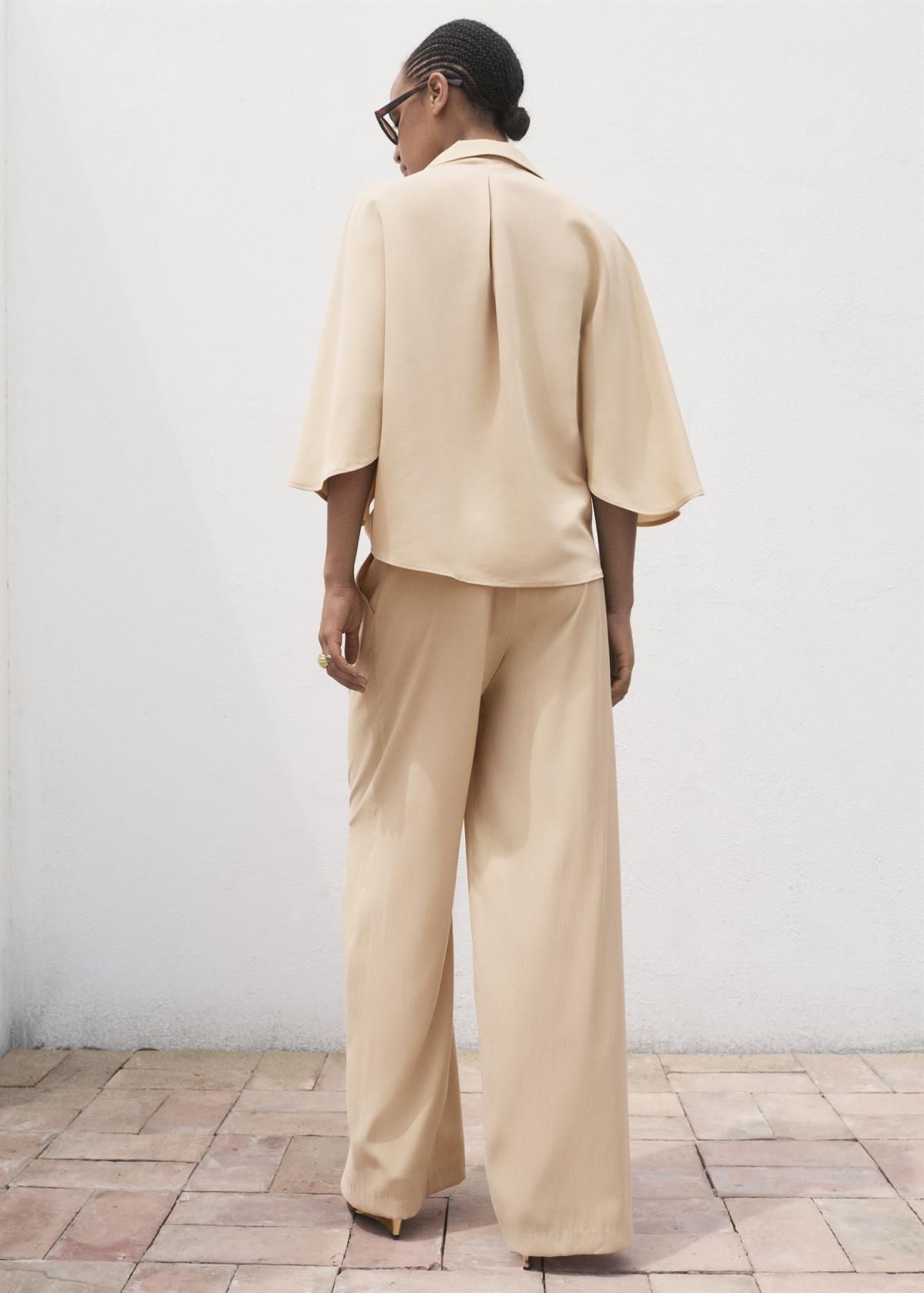 망고 베이지 하이웨이스트 테크니컬 와이드 슬랙스 팬츠 17074087 ARENA - 상세 이미지 3