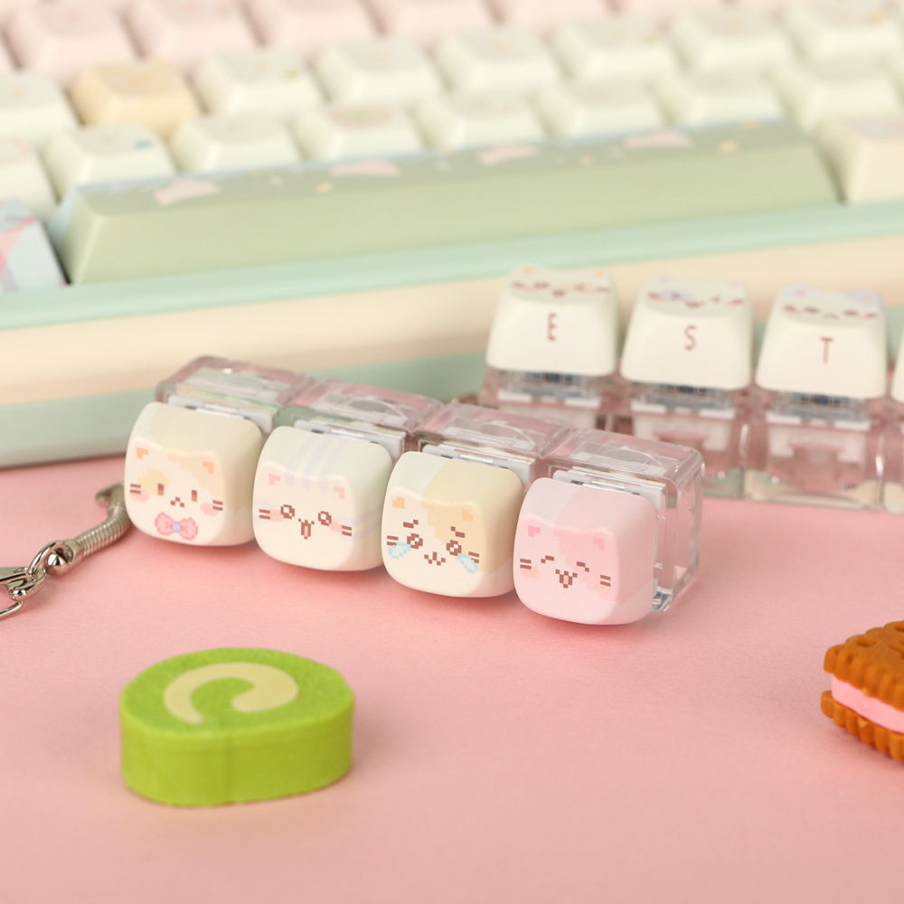 SPM 고양이 MBTI 키보드키링 키캡키링 기계식 딸깍이 청축 키홀더 4구 열쇠고리