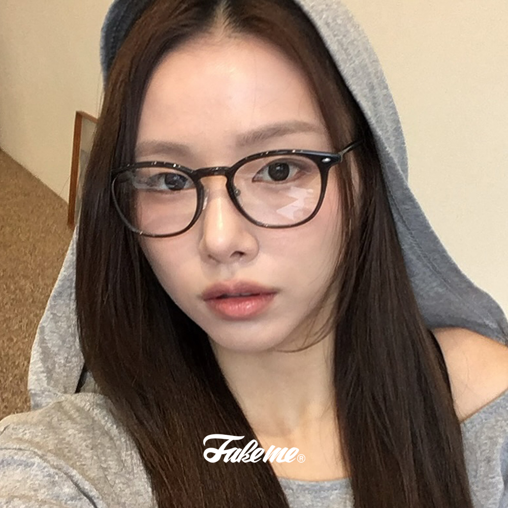 페이크미 안경 피트 Pitt GGY 반투명 그레이 얇은 뿔테 사각 코받침 데일리 패션 - 상세 이미지 2