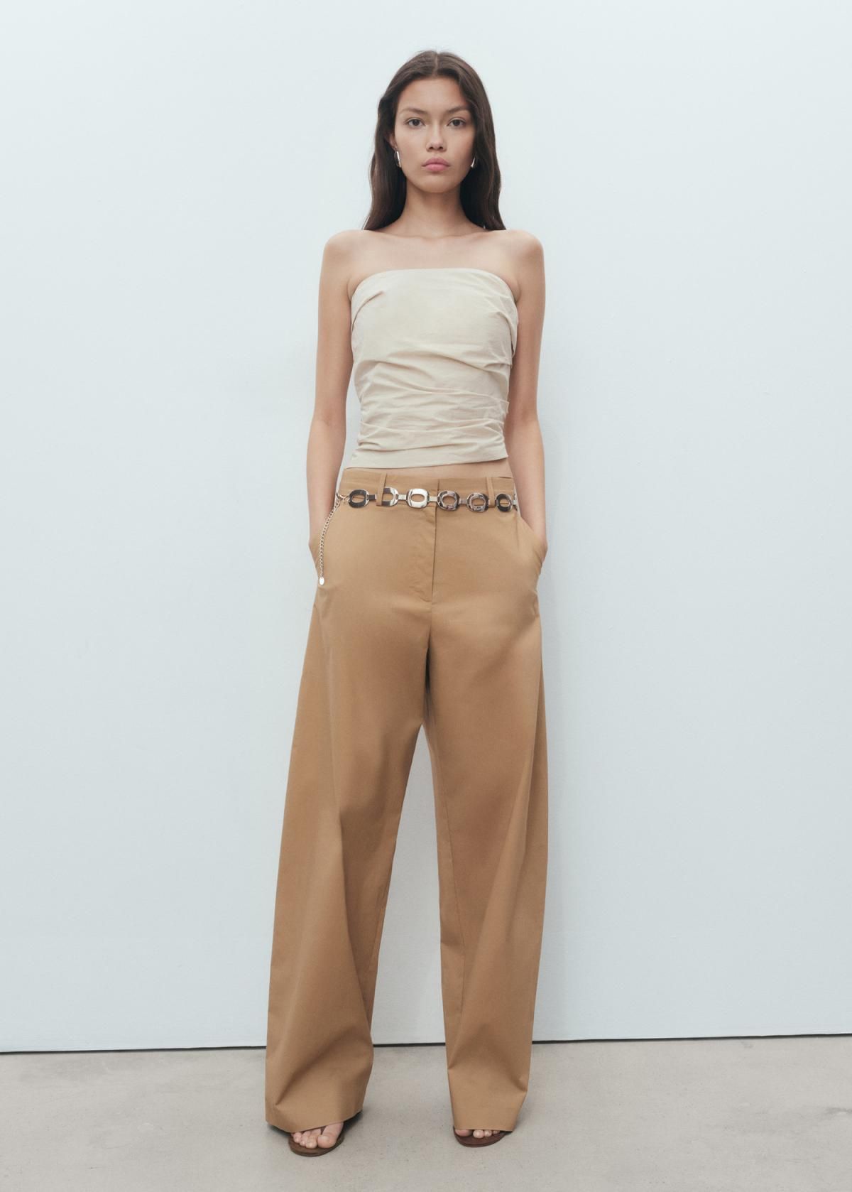 망고 모던 와이드핏 코튼 와이드 팬츠 17012031 MARRON MEDIO - 상세 이미지 2