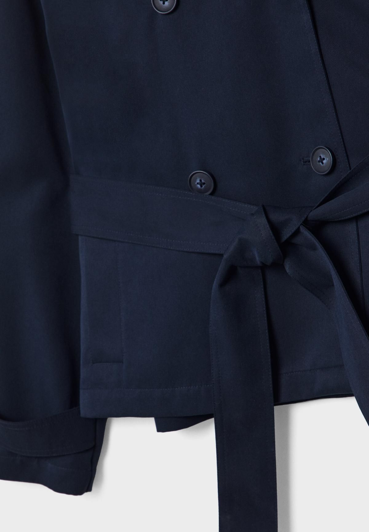 스트라디바리우스 트렌디 네이비 더블버튼 숏 트렌치코트 벨트 1728/471 NAVY BLUE - 상세 이미지 2