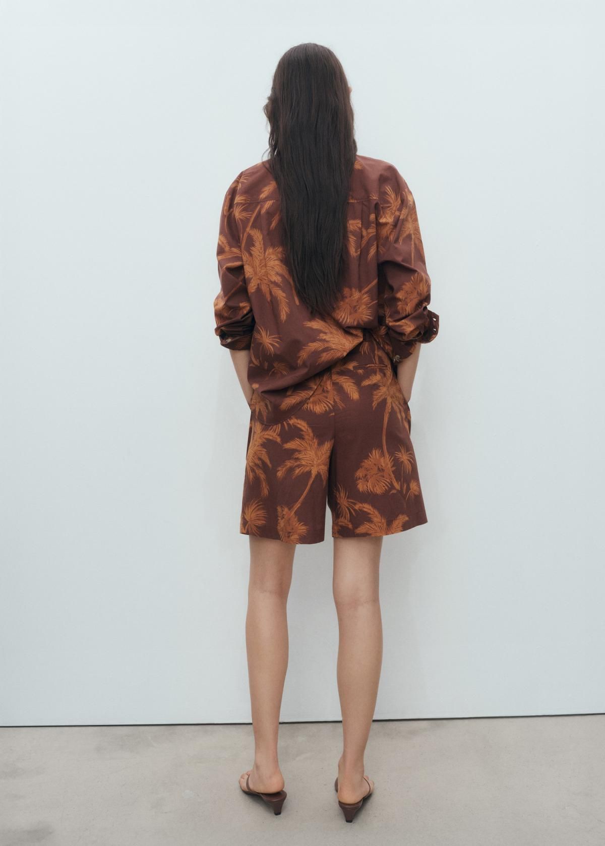 망고 트로피컬 프린트 코튼 반바지 17092901 MARRON - 상세 이미지 4