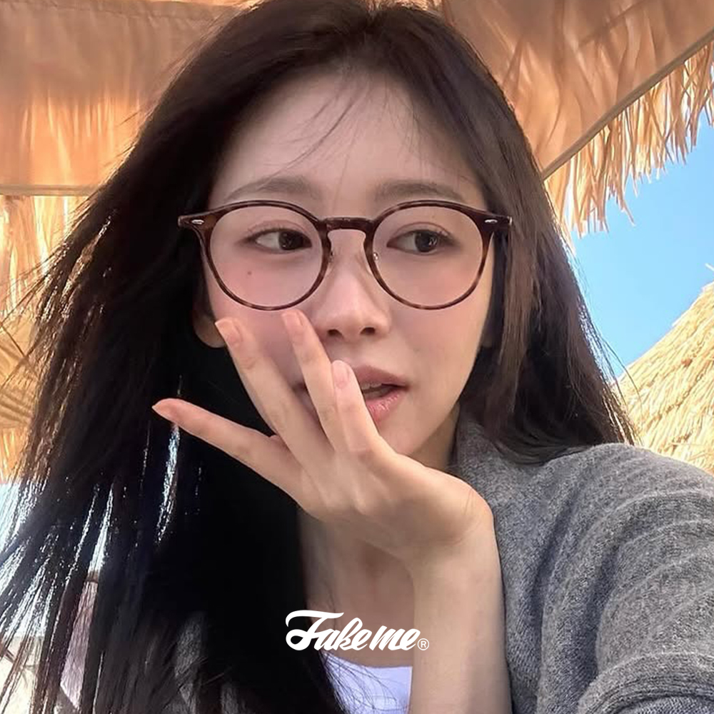 페이크미 안경 브로디 DEM 레오파드 코받침 있는 얇은 라운드 뿔테 데일리 패션 - 상품 이미지