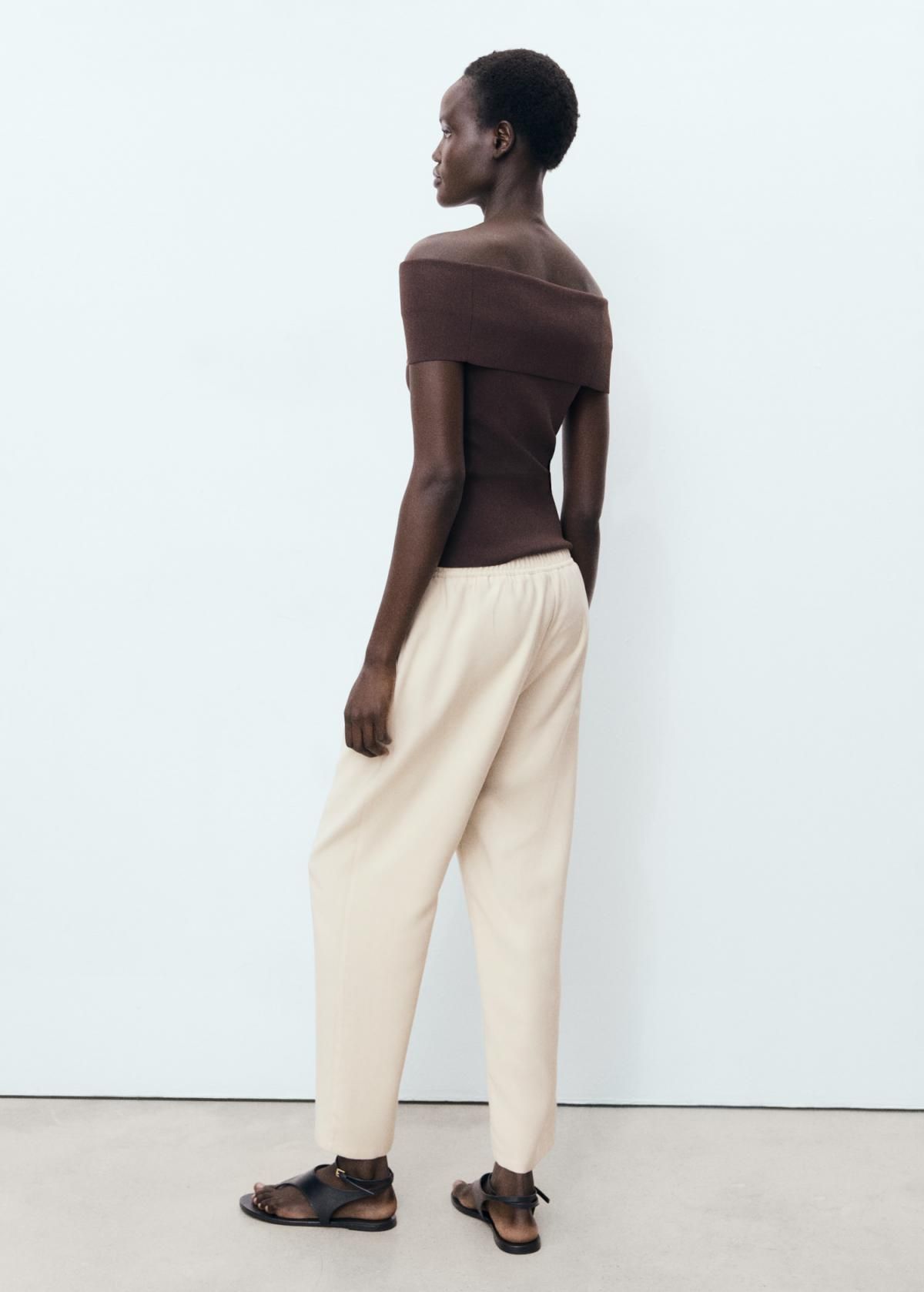 망고 플루이드 와이드 밴딩 슬랙스 팬츠 17091171 BEIGE - 상세 이미지 3