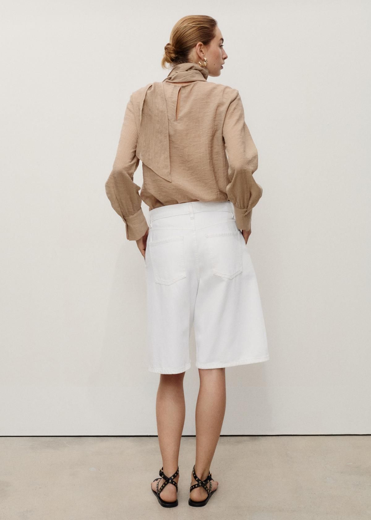 망고 트렌디 화이트 데님 버뮤다 조트 팬츠 17061180 BLANCO - 상세 이미지 4