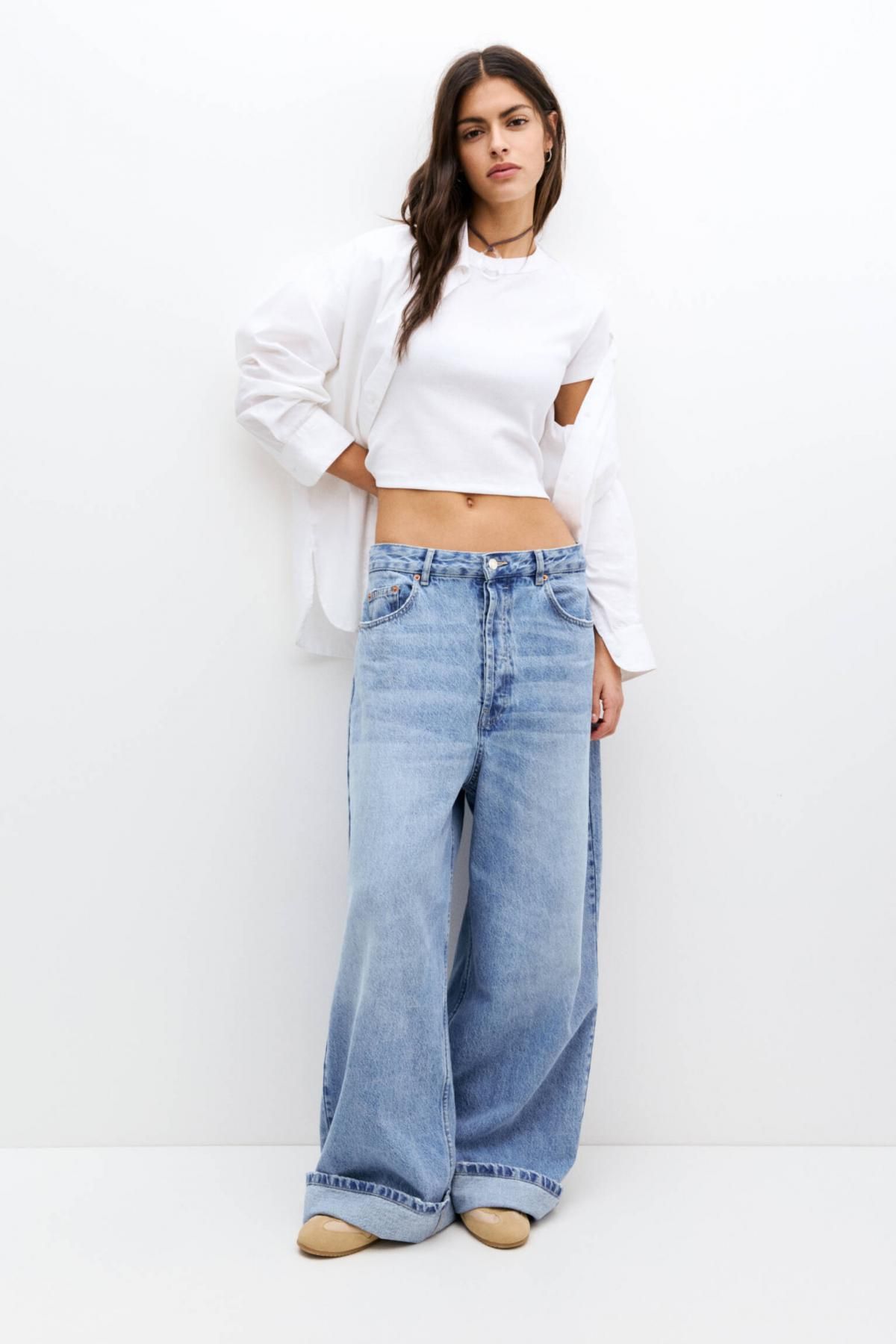 풀앤베어 크롭 리브드 라운드넥 반팔 티셔츠 3245/328 WHITE - 상세 이미지 2