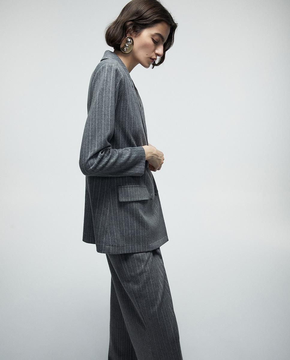 스페라 소프트 테일러드 더블버튼 스트라이프 블레이저 56261604450 GRIS - 상세 이미지 2