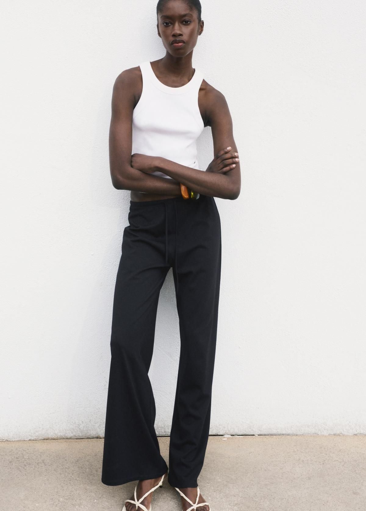 망고 트렌디 와이드핏 하이웨이스트 밴딩 팬츠 17091578 AZUL MARINO - 상세 이미지 5