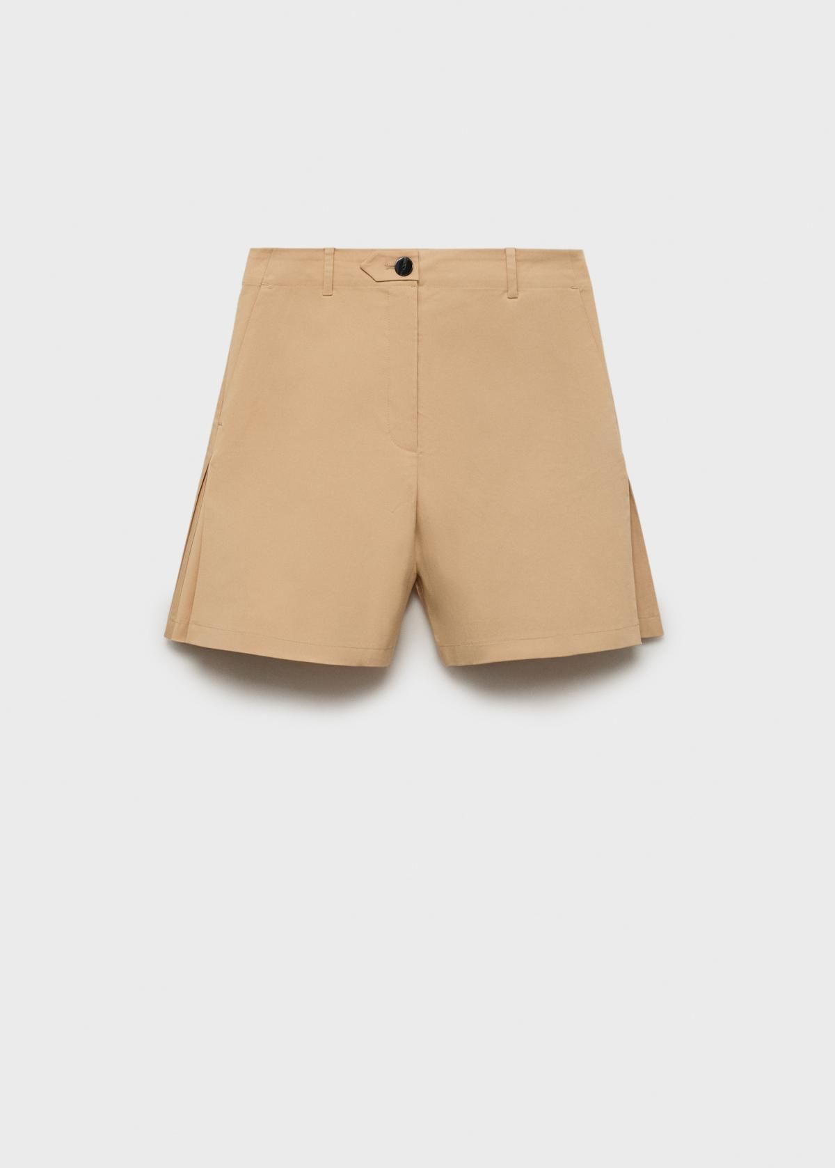 망고 모던 베이지 미드라이즈 플리츠 반바지 17091166 MARRON MEDIO - 상품 이미지