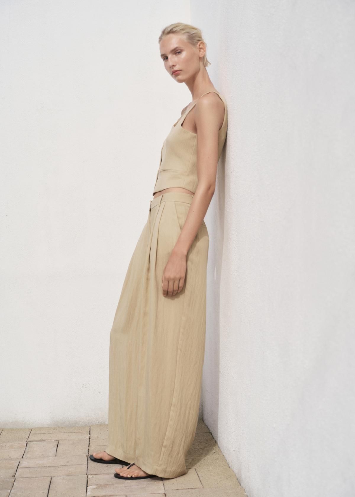 망고 베이직 와이드핏 슬랙스 팬츠 17042535 BEIGE - 상세 이미지 2