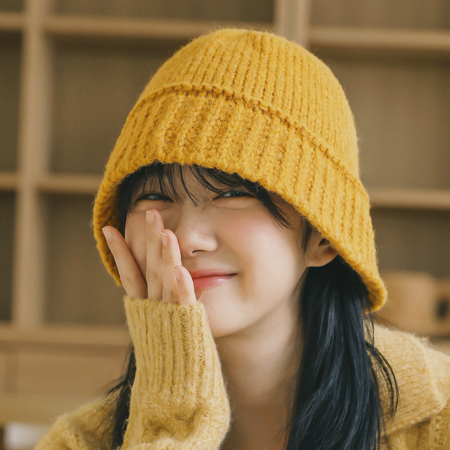 국내생산 포근한 울 니트 버킷햇 뜨개 벙거지 남녀공용 겨울 벙거지모자