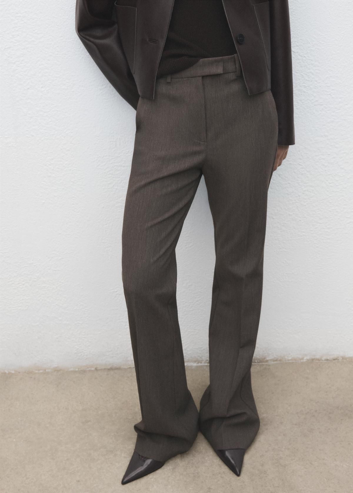 망고 테일러드 미드웨이스트 플레어 슬랙스 팬츠 17006734 GRIS - 상품 이미지