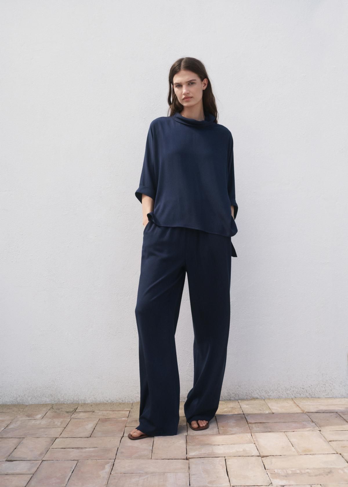 망고 테크니컬 스트레이트 밴딩 슬랙스 팬츠 17012538 AZUL MARINO OSCURO - 상세 이미지 2